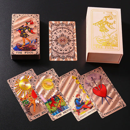 🔮 58% RABATT NU! ✨ Lyxig Gyllene Tarotkortlek – Inklusive Guidebok, Svart Sammetspåse & Spådomskort 🎴📖
