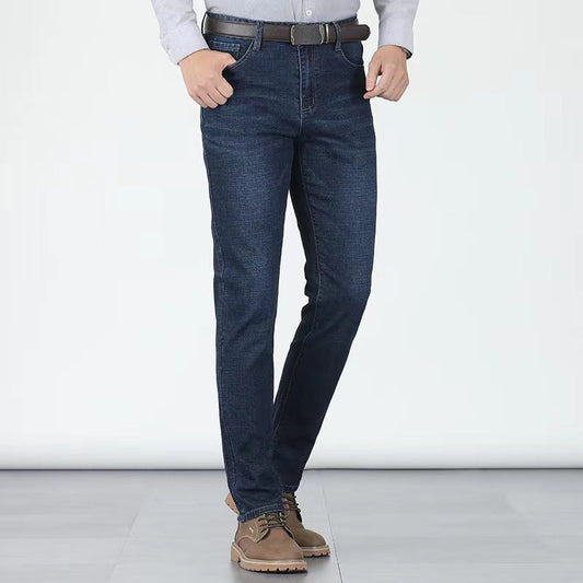 👖 50% RABATT NU! 🧵 Herr Elastiska Jeans med Hög Midja och Rakt Ben – Mjuk Stretchig Bomull & Andningsbar Vardagskomfort 🛠️