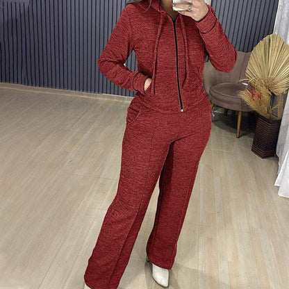 2-delat set med huva och byxor för kvinnor