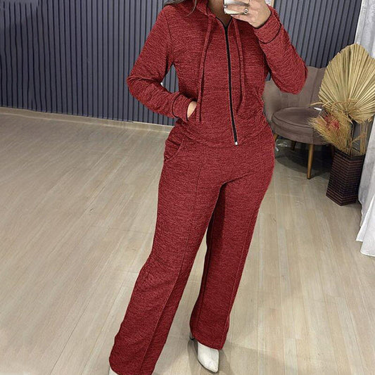 2-delat set med huva och byxor för kvinnor