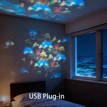 🌊 49% RABATT NU! ✨ Magisk Projektor – Roterande & Dynamisk Ljusbild, Perfekt För Fönster & Vägg, Skapar En Magisk Atmosfär 🐠