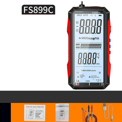 ⏰Få 50 % rabatt nu! ⏰USB-laddningsbar digital multimeter – True RMS, automatiskt områdesvärde, bakgrundsbelyst LCD-display, KAT III 1000V 🛡️