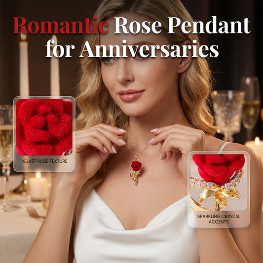 🌹  💎 Elegant Röd Ros Hänghalsband – Delikat Design, Hypoallergen & Perfekt för Vardagselegans eller Present ✨