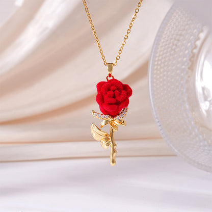 🌹  💎 Elegant Röd Ros Hänghalsband – Delikat Design, Hypoallergen & Perfekt för Vardagselegans eller Present ✨