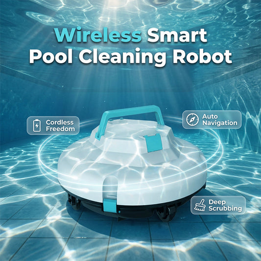 🤖55 % RABATT🌊 Trådlös poolrobot | Kraftfull sugkraft · Intelligent navigering · Start med ett knapptryck · Lätt att ta ut filterkorg