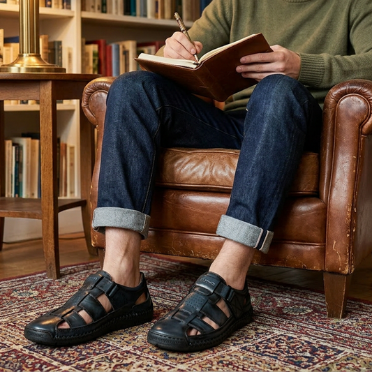 👞 50% RABATT NU! 🏖️ Herrarnas Stängda Tå-Sandaler – Ventilerande Hålformad Design & Dämpad Komfort 👟
