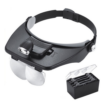 🔍 50% RABATT NU! 💡 LED-Förstoringsglas med Pannband och 4 Linser – 1,2X–3,5X Förstoring, Justerbar & Handsfri – Perfekt för Elektronik, Smyckestillverkning, Läsning & Precisionsarbete 🛠️
