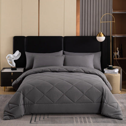 🛏️✨ 3-delat Vadderat Täckset med Örngott – Mjuk Molnlik Komfort & Elegant Diamantquiltning