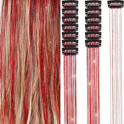 ✨50% RABATT NU! !✨ Glittrande hårslingor med clips – Glänsande hårglitter för fest & vardag